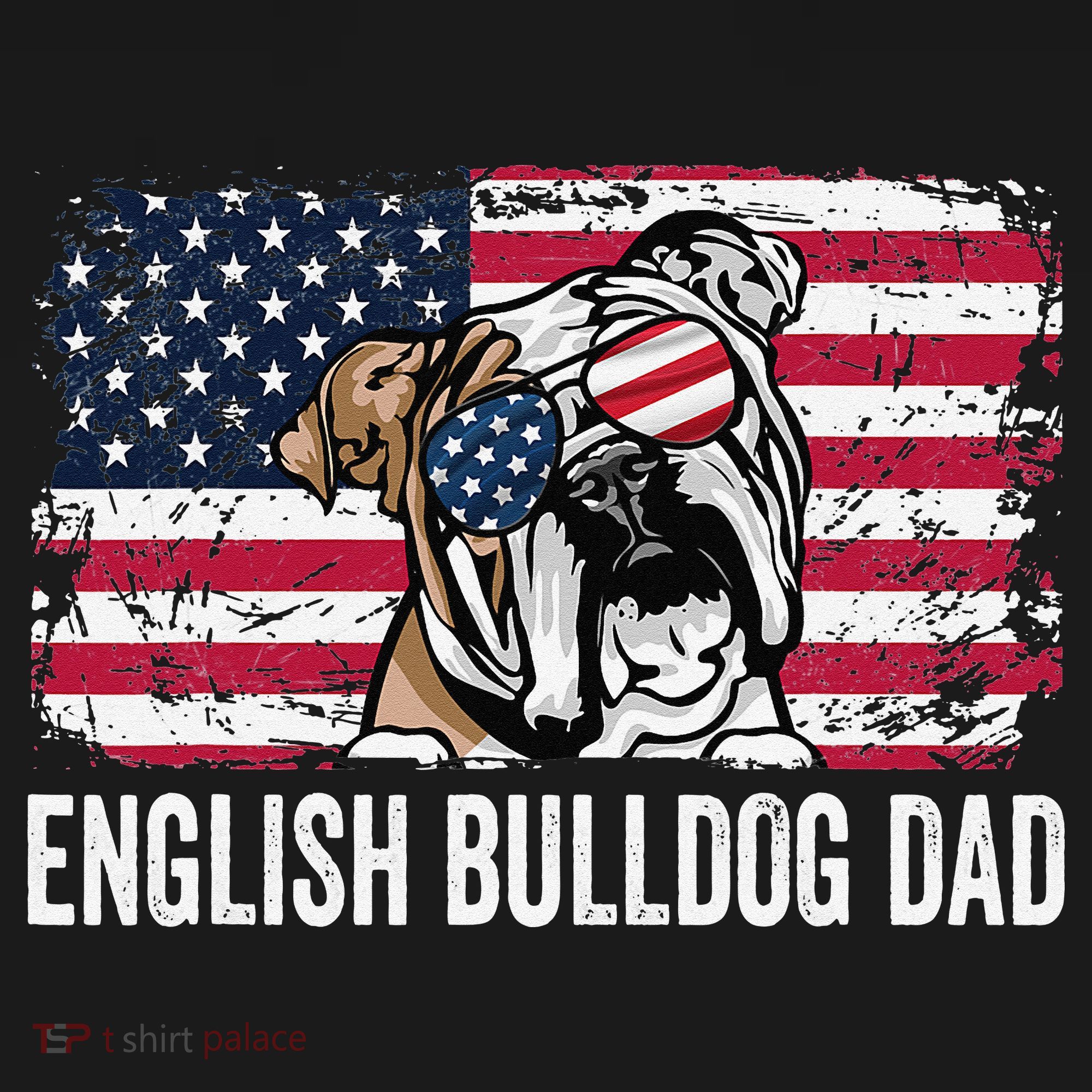Distressed USA Flag English Bulldog Dad Fathers Day Sweatshirt