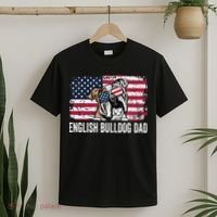 Distressed USA Flag English Bulldog Dad Fathers Day T-Shirt thumb 2