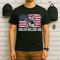 Distressed USA Flag English Bulldog Dad Fathers Day T-Shirt thumb 6