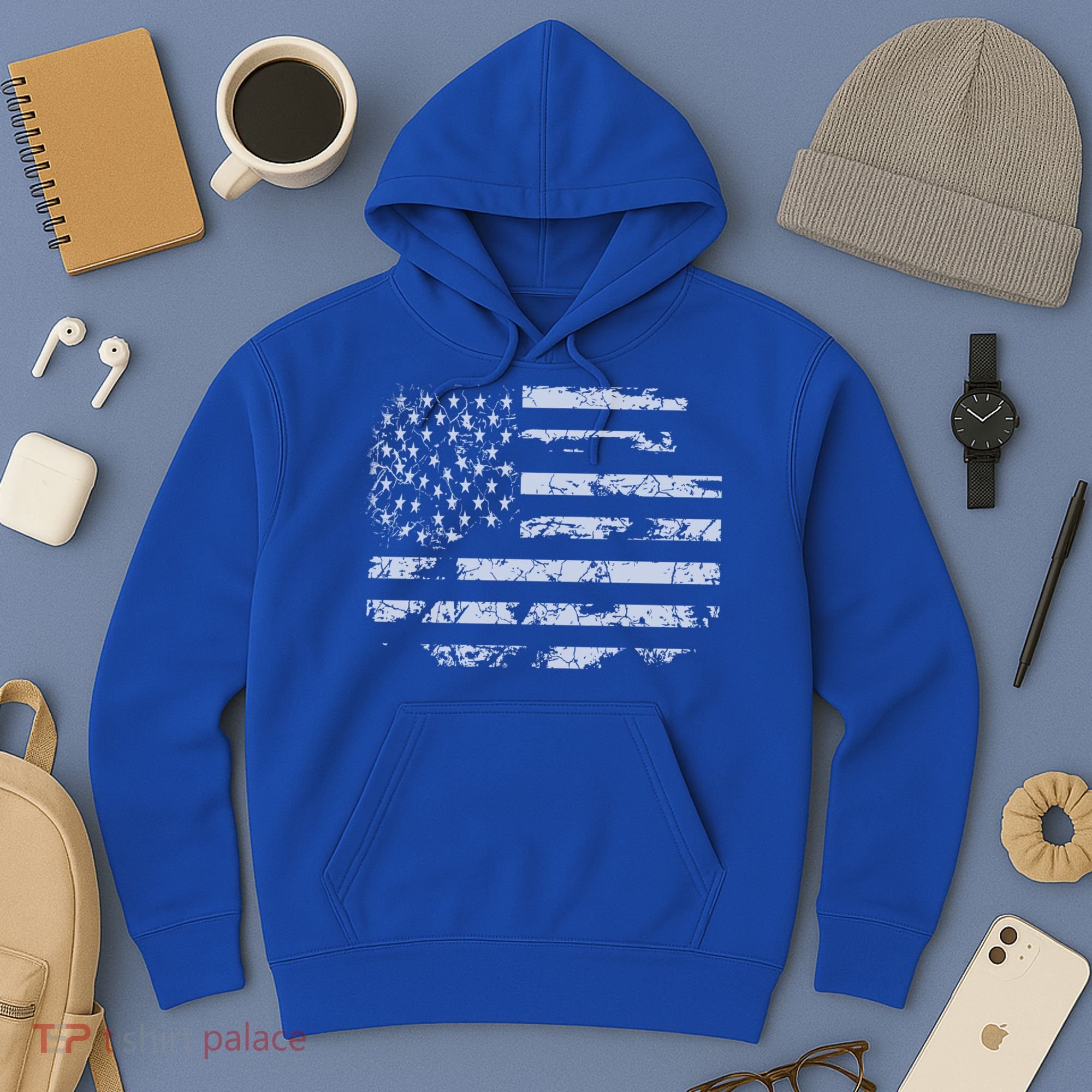Distressed Usa Flag Gift Hoodie