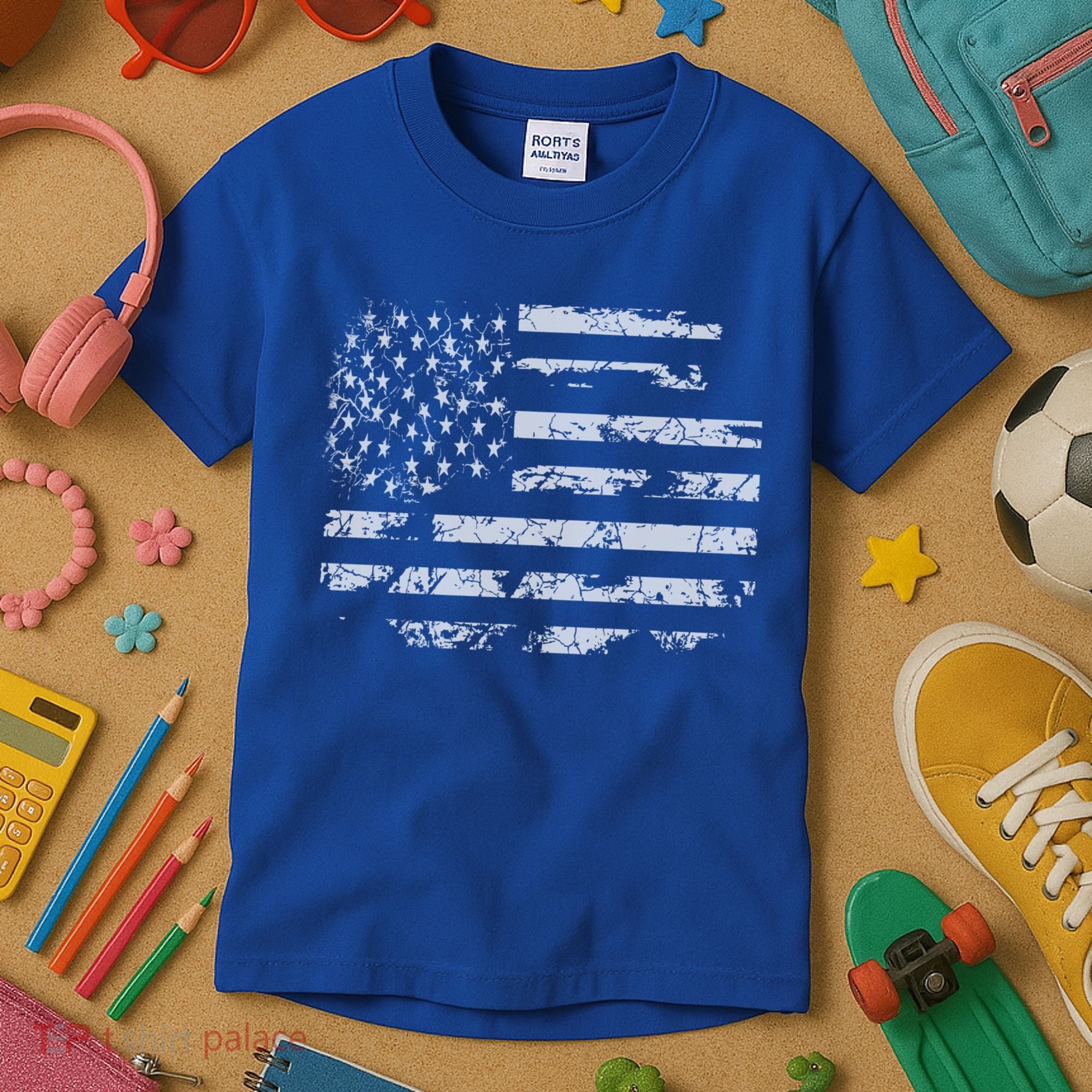 Distressed Usa Flag Gift Kids T-Shirt