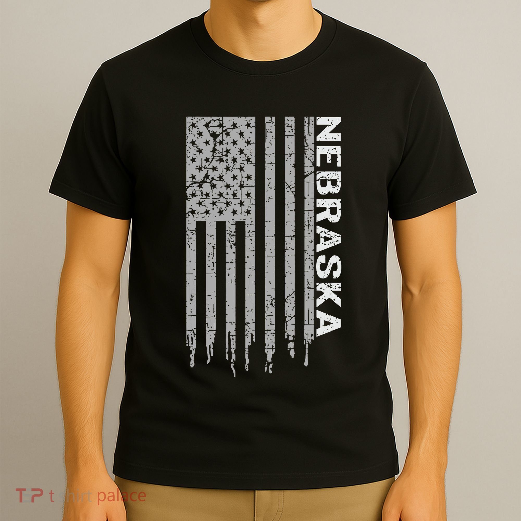 Distressed Usa Flag Patriotic American From Nebraska T-Shirt