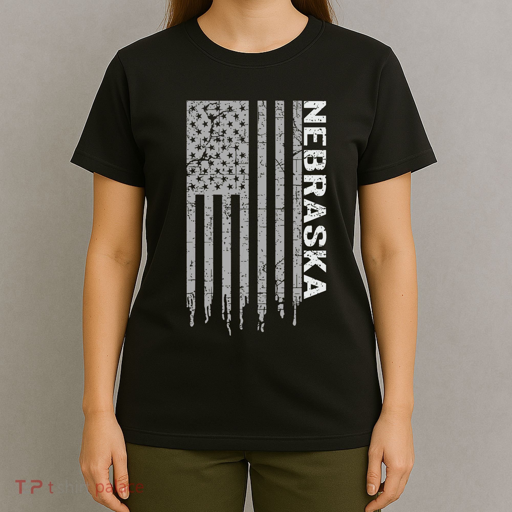 Distressed Usa Flag Patriotic American From Nebraska T-Shirt
