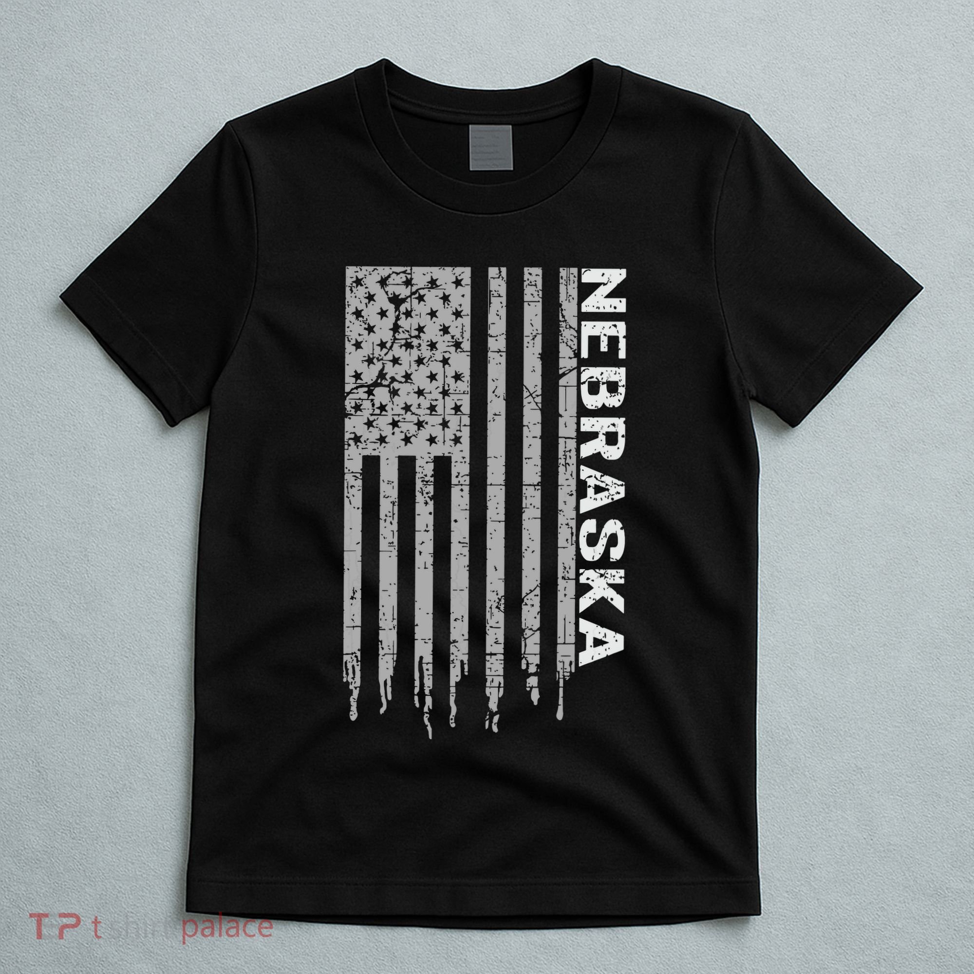 Distressed Usa Flag Patriotic American From Nebraska T-Shirt