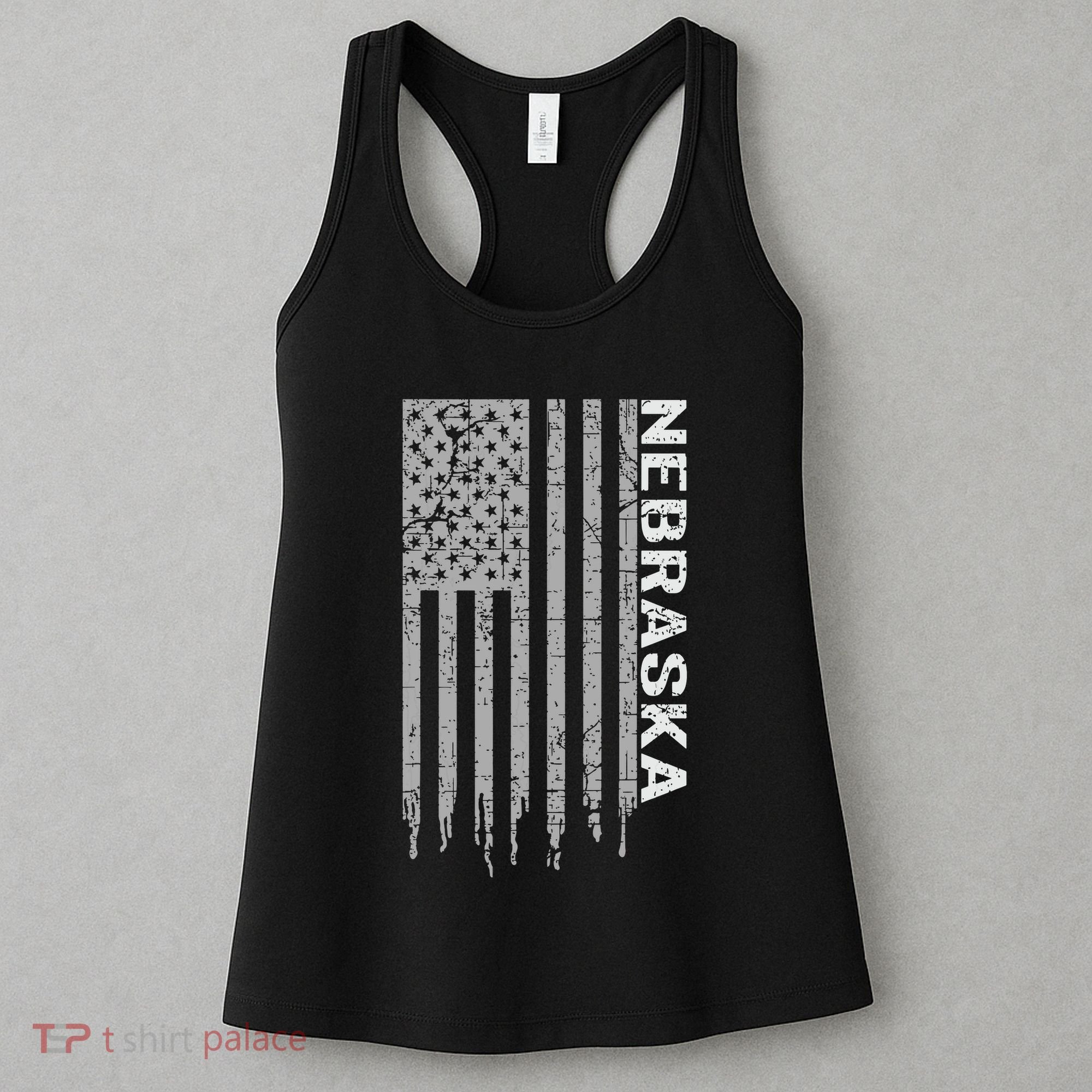 Distressed Usa Flag Patriotic American From Nebraska Women's Tank Top