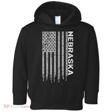 Distressed Usa Flag Patriotic American From Nebraska Toddler Hoodie