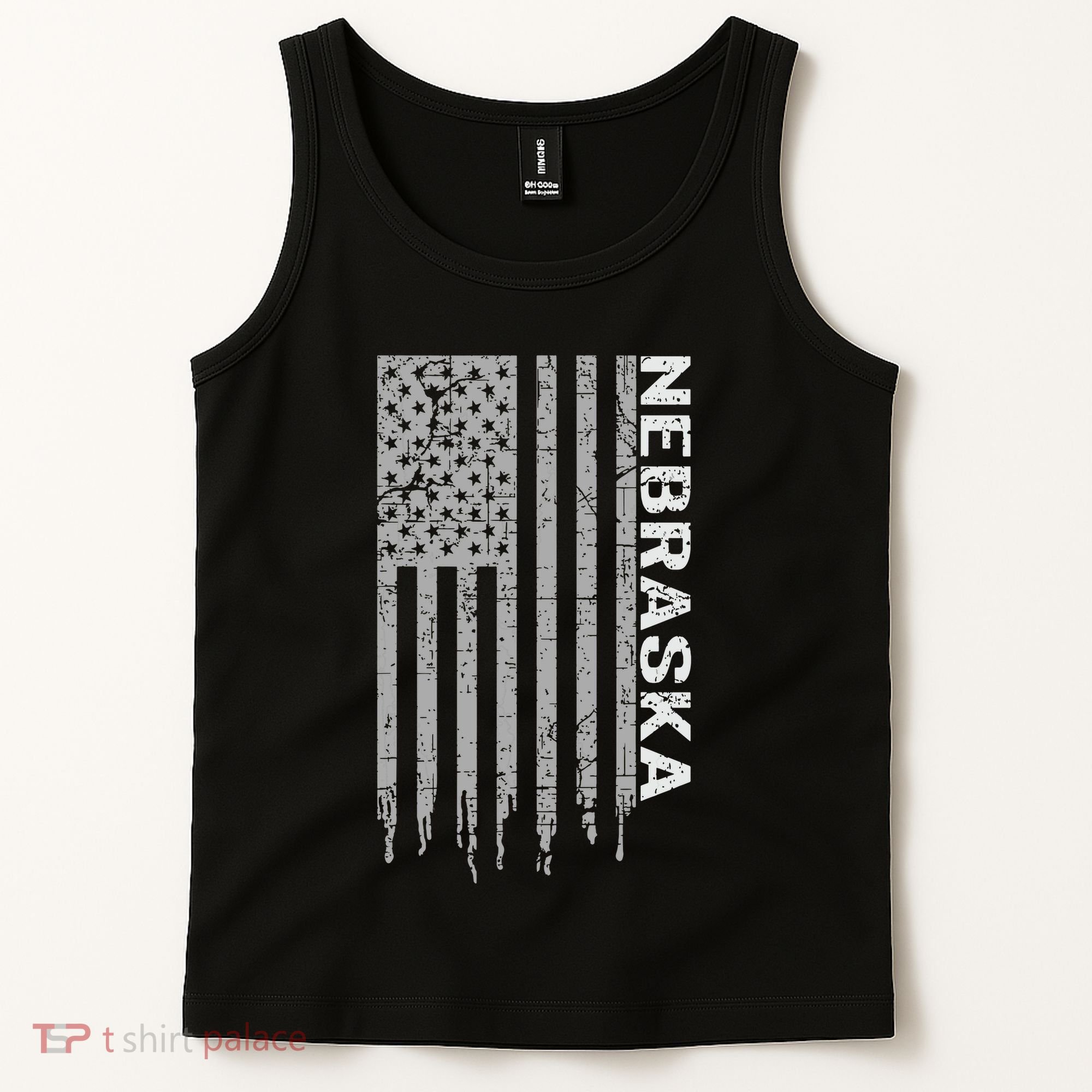 Distressed Usa Flag Patriotic American From Nebraska Tank Top