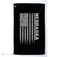 Distressed Usa Flag Patriotic American From Nebraska Golf Towel thumb 0