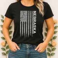 Distressed Usa Flag Patriotic American From Nebraska Women's T-Shirt thumb 2