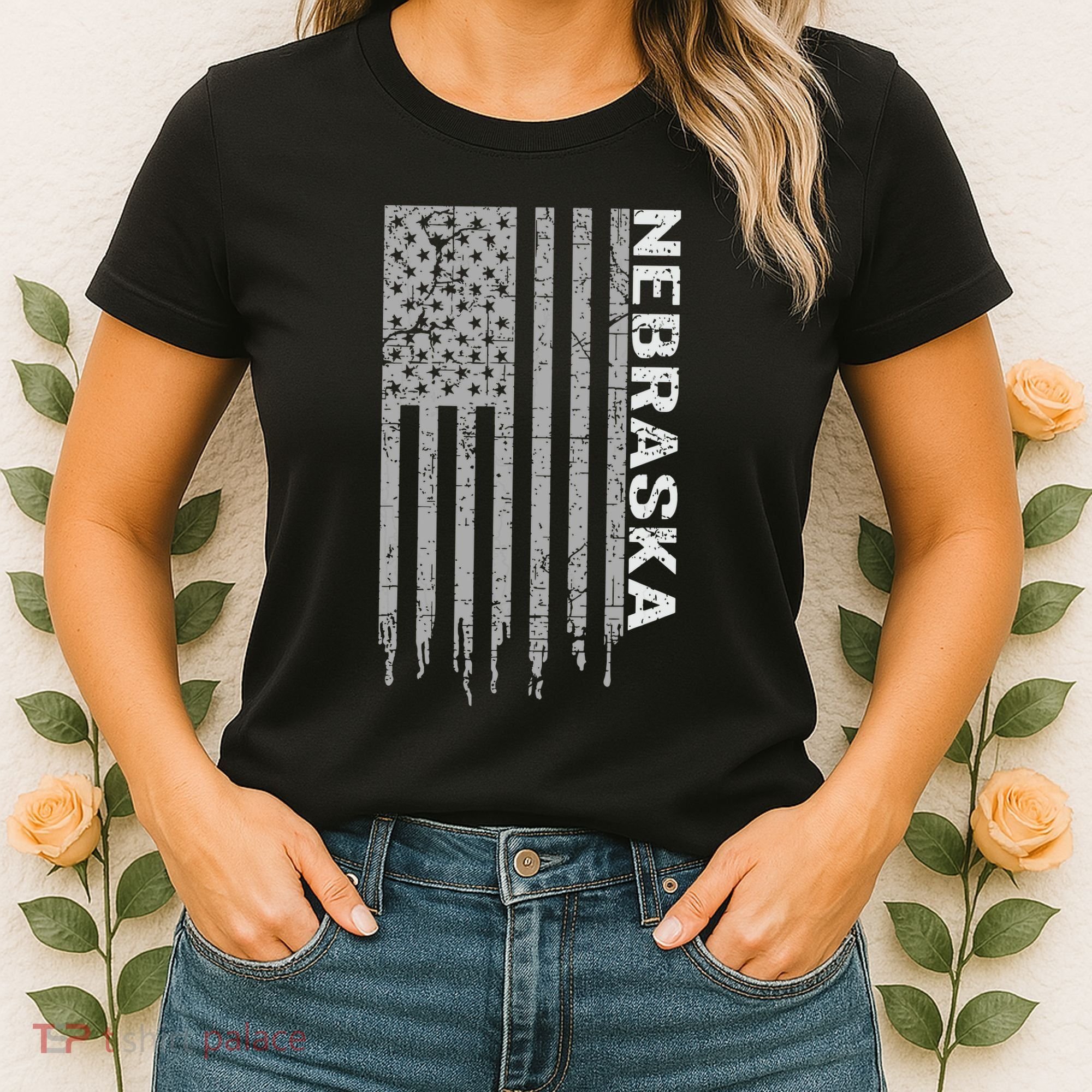 Distressed Usa Flag Patriotic American From Nebraska Women's T-Shirt