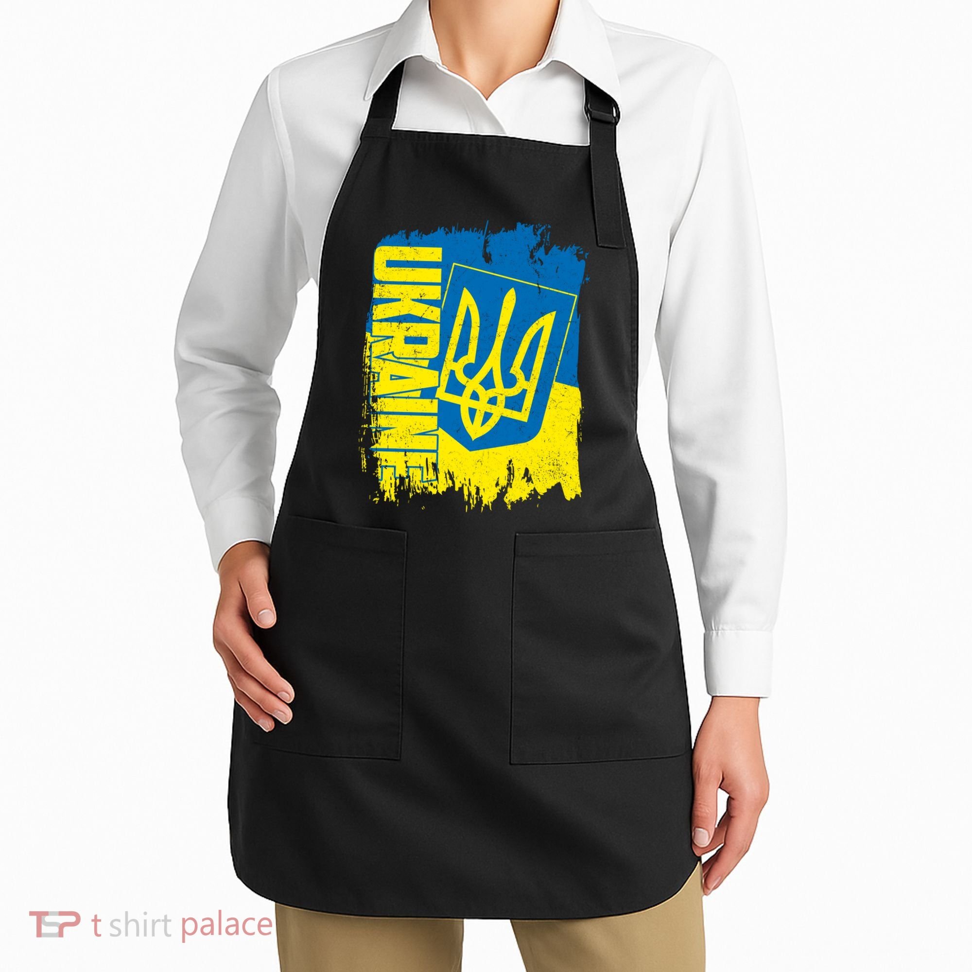 Distressed Ukraine Flag Stand With Support Ukraine Apron