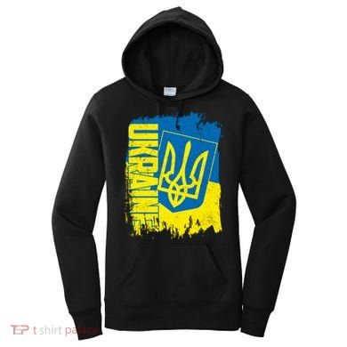 Distressed Ukraine Flag Stand With Support Ukraine Women's Hoodie