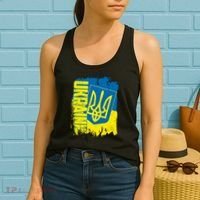 Distressed Ukraine Flag Stand With Support Ukraine Women's Tank Top thumb 2