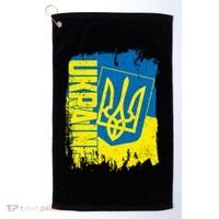 Distressed Ukraine Flag Stand With Support Ukraine Golf Towel thumb 0