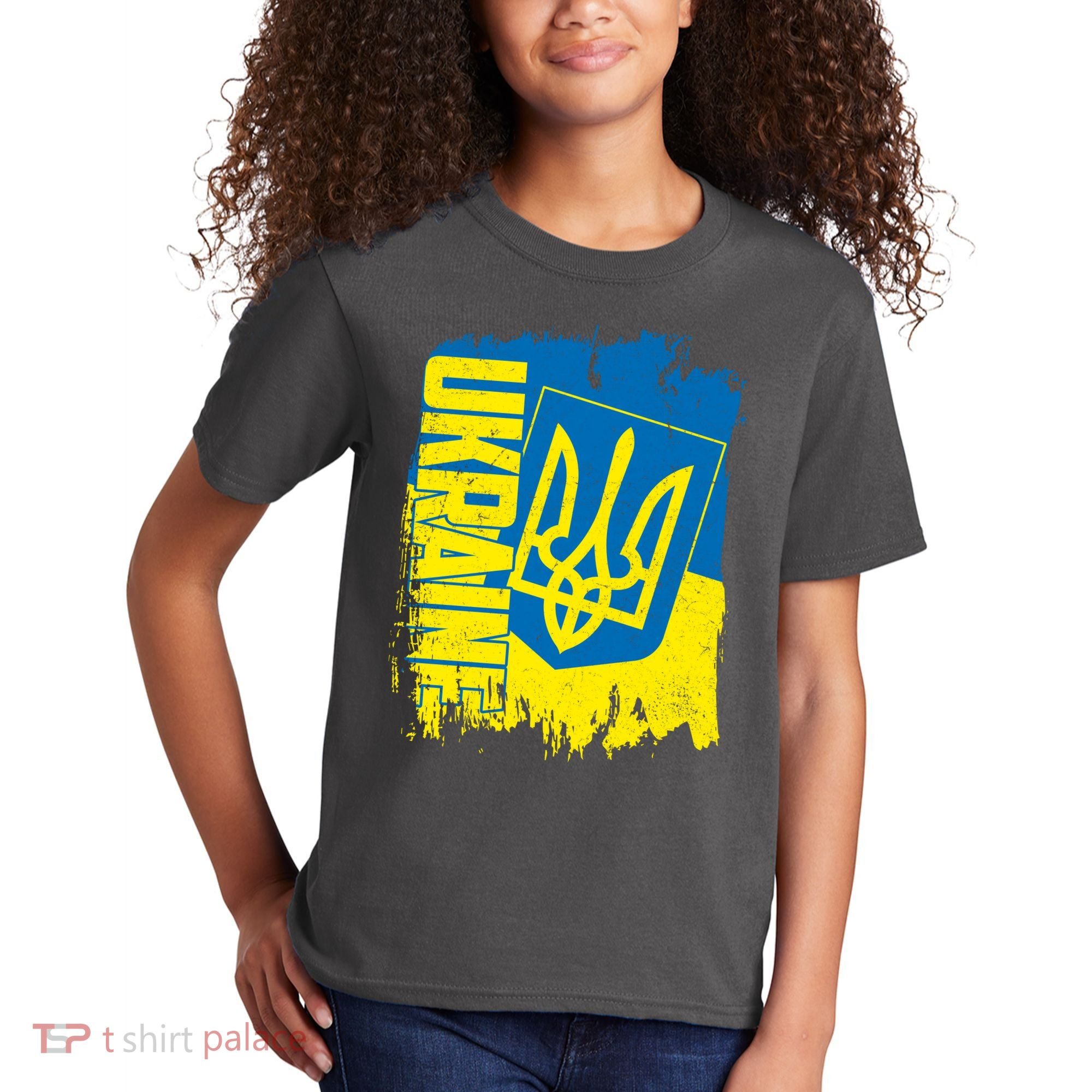 Distressed Ukraine Flag Stand With Support Ukraine Kids T-Shirt