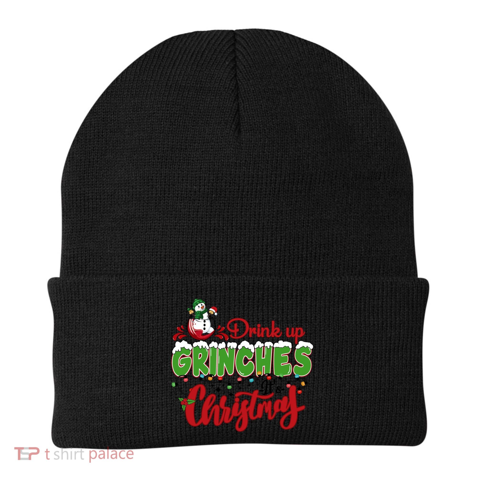 Drink Up Grinches It's Christmas Lights Funny Xmas Holidays Beanie