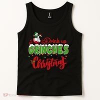 Drink Up Grinches It's Christmas Lights Funny Xmas Holidays Tank Top thumb 2