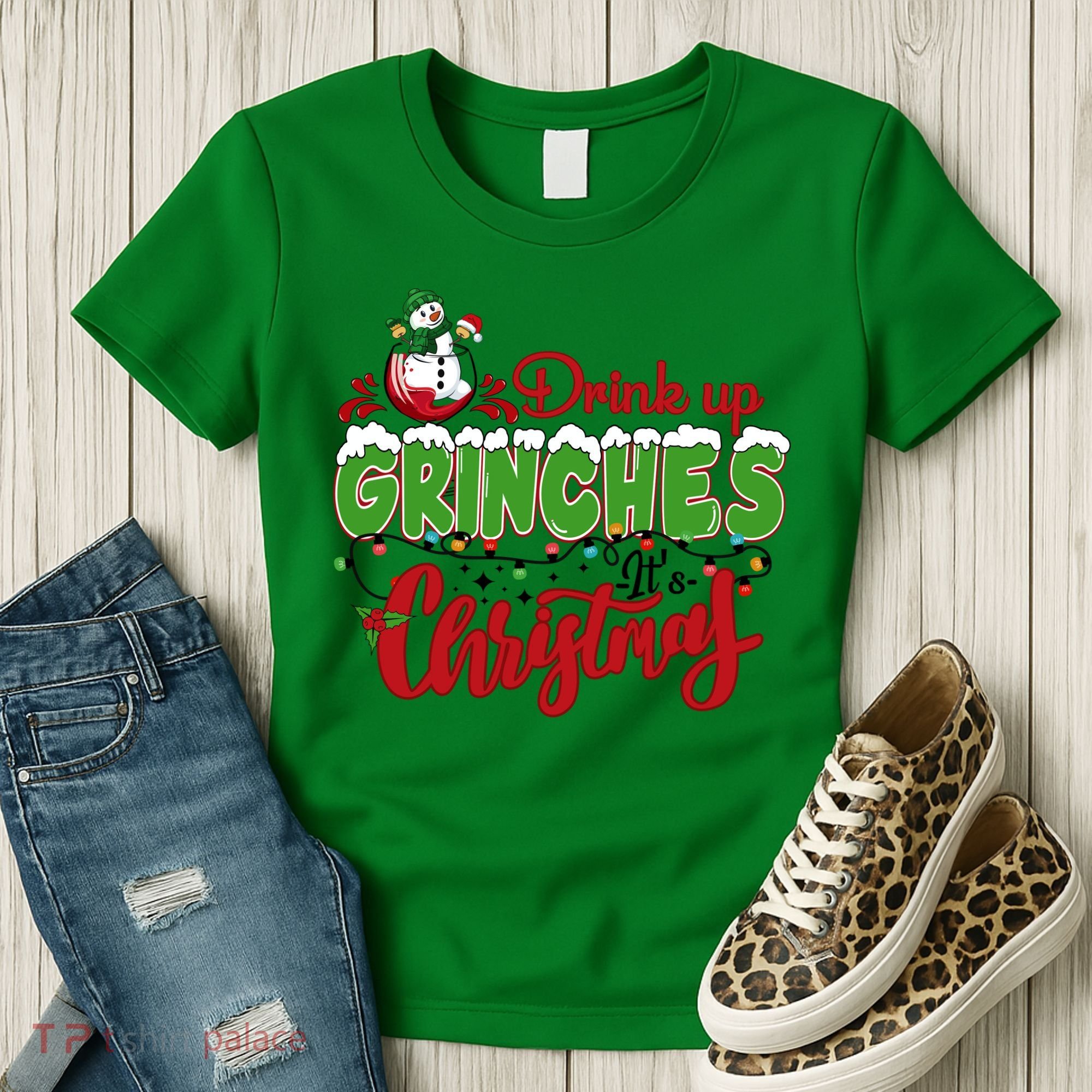 Drink Up Grinches It's Christmas Lights Funny Xmas Holidays Women's T-Shirt