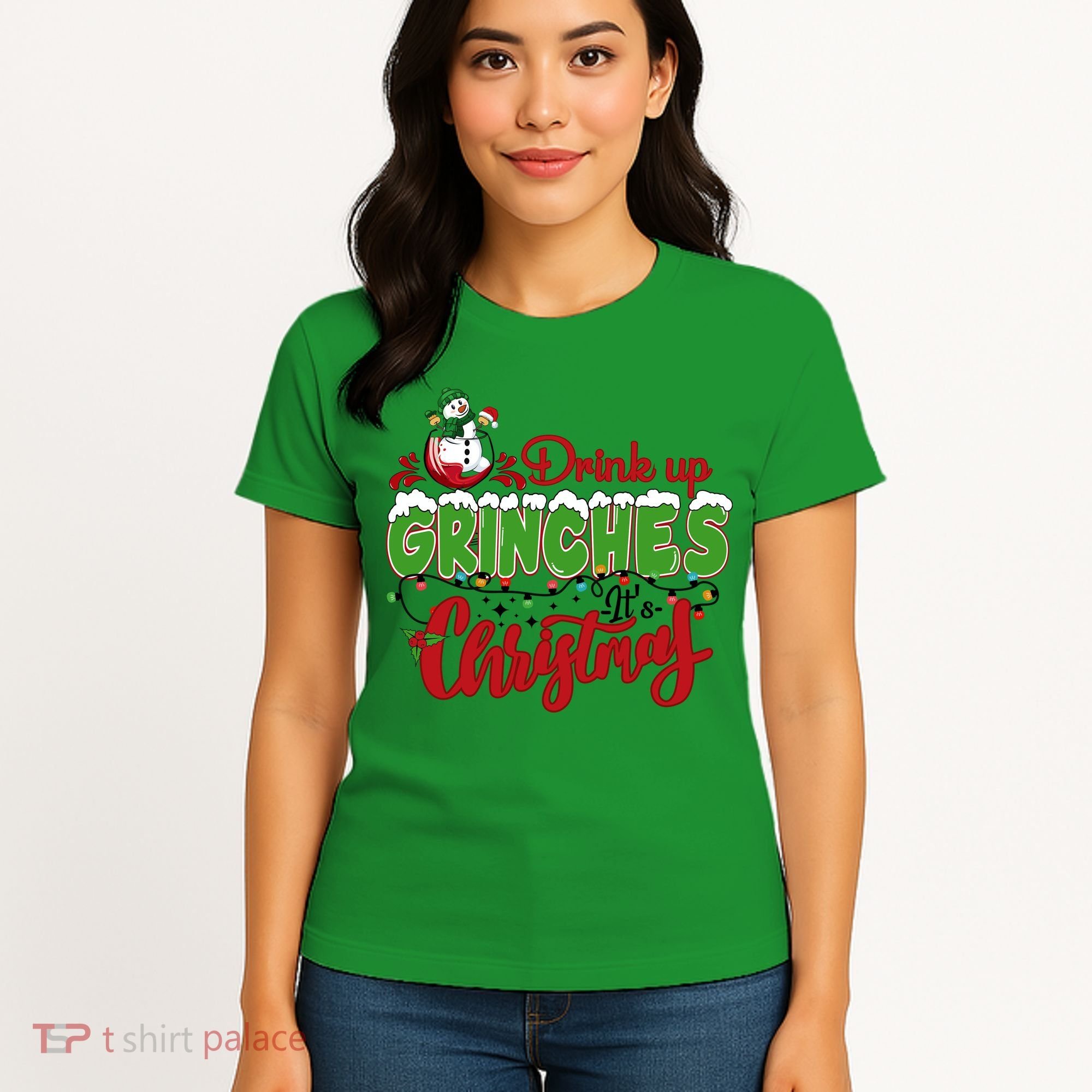 Drink Up Grinches It's Christmas Lights Funny Xmas Holidays Women's T-Shirt