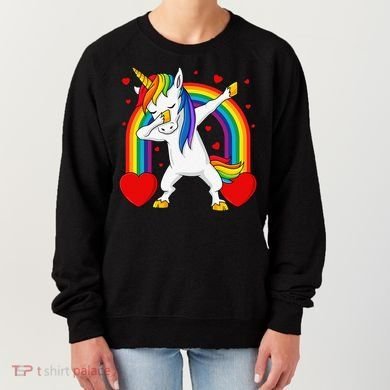 Dabbing Unicorn Hearts Rainbow Valentine's Day Women's Sweatshirt