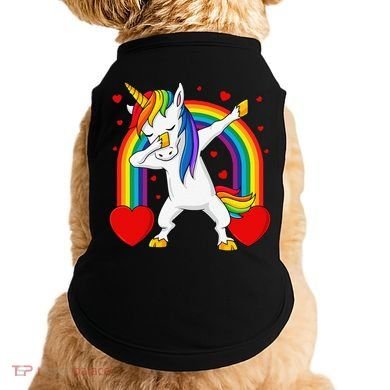 Dabbing Unicorn Hearts Rainbow Valentine's Day Doggie Tank