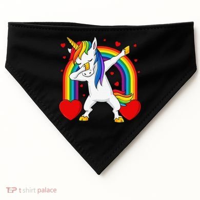 Dabbing Unicorn Hearts Rainbow Valentine's Day USA-Made Doggie Bandana