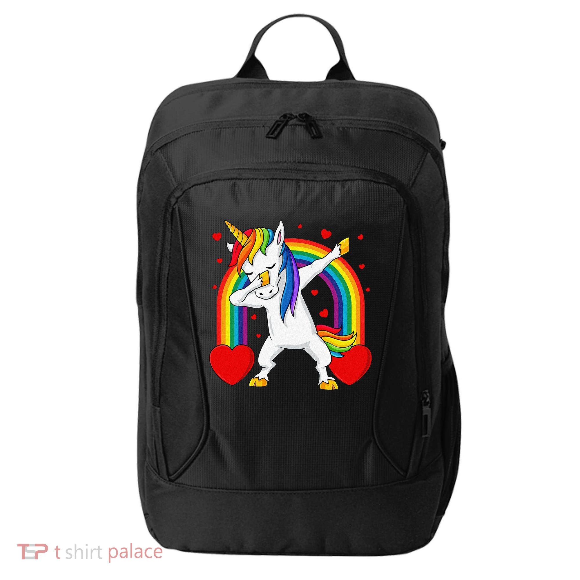 Dabbing Unicorn Hearts Rainbow Valentine's Day City Backpack