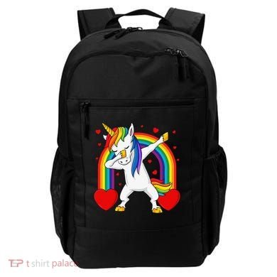Dabbing Unicorn Hearts Rainbow Valentine's Day Backpack