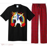 Dabbing Unicorn Hearts Rainbow Valentine's Day Pajama Set thumb 0