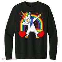 Dabbing Unicorn Hearts Rainbow Valentine's Day V.I.T. Fleece Crew Sweatshirt thumb 0
