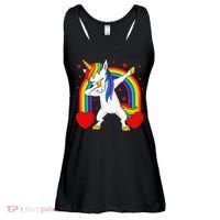 Dabbing Unicorn Hearts Rainbow Valentine's Day Ladies Essential Flowy Tank thumb 0