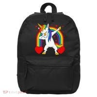 Dabbing Unicorn Hearts Rainbow Valentine's Day 16 in Basic Backpack thumb 0