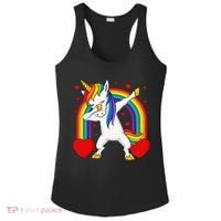 Dabbing Unicorn Hearts Rainbow Valentine's Day Ladies PosiCharge Competitor Racerback Tank thumb 0