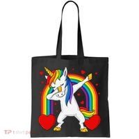 Dabbing Unicorn Hearts Rainbow Valentine's Day Tote Bag thumb 0