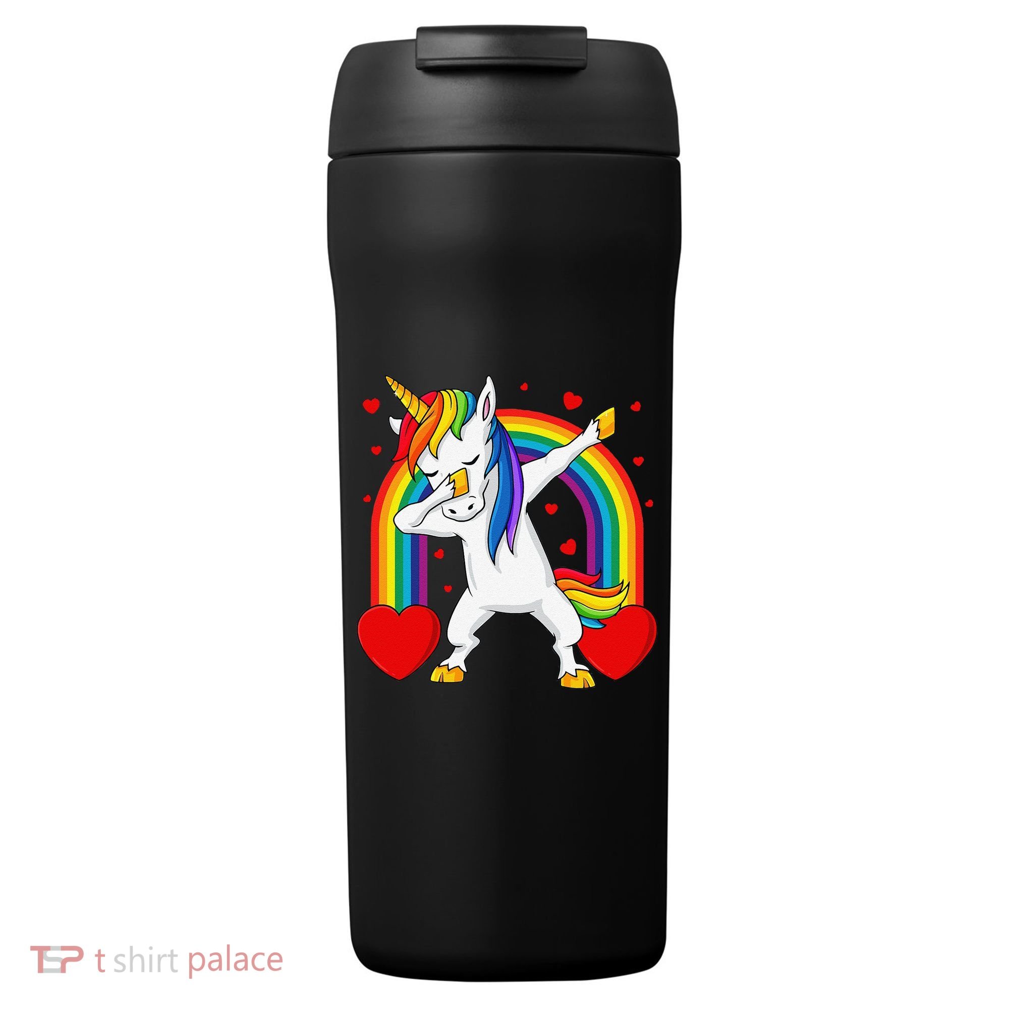 Dabbing Unicorn Hearts Rainbow Valentine's Day 24oz Duet Stainless Steel Tumbler