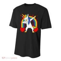 Dabbing Unicorn Hearts Rainbow Valentine's Day Youth Performance Sprint T-Shirt thumb 0