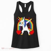 Dabbing Unicorn Hearts Rainbow Valentine's Day Women's Tank Top thumb 0