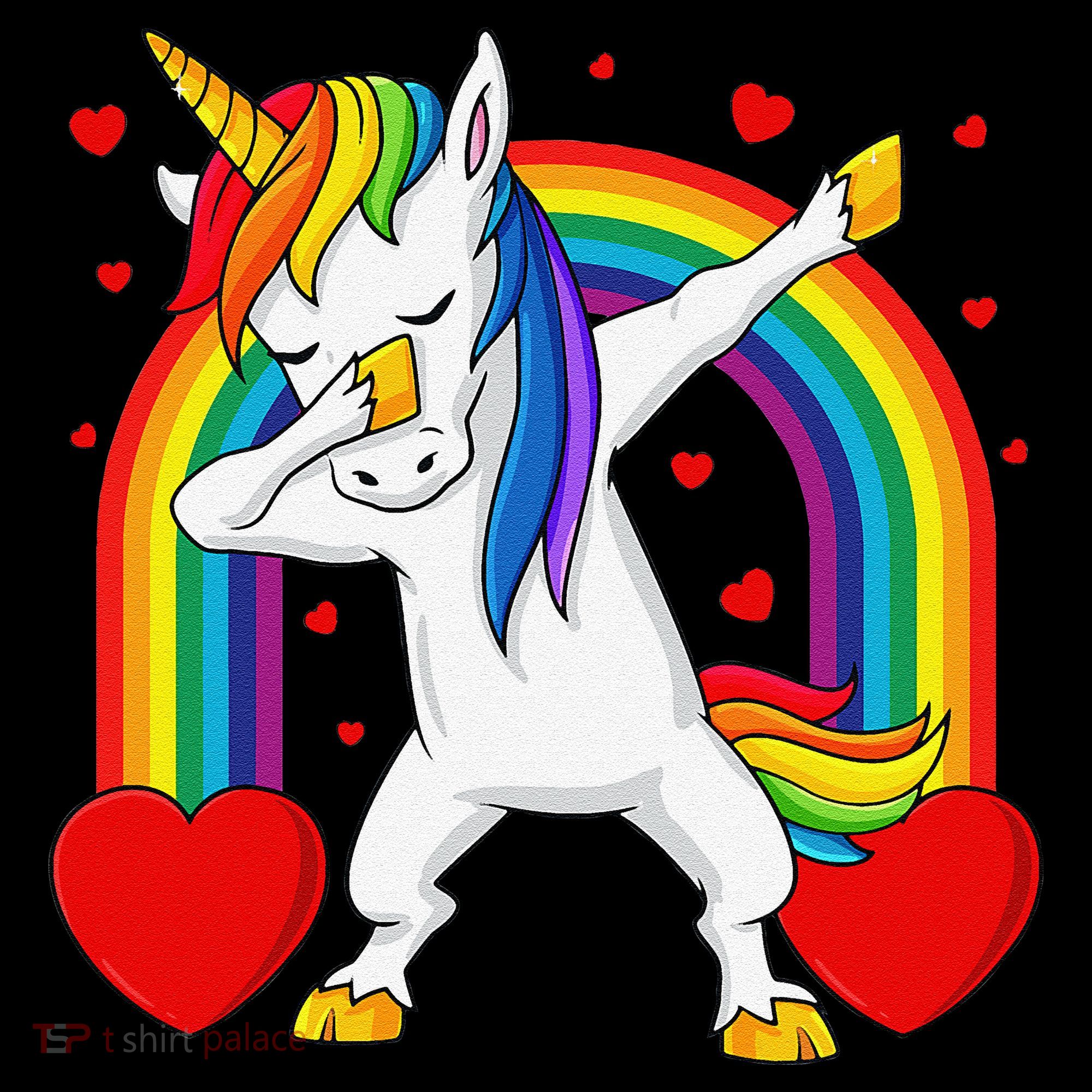 Dabbing Unicorn Hearts Rainbow Valentine's Day Women's Tank Top