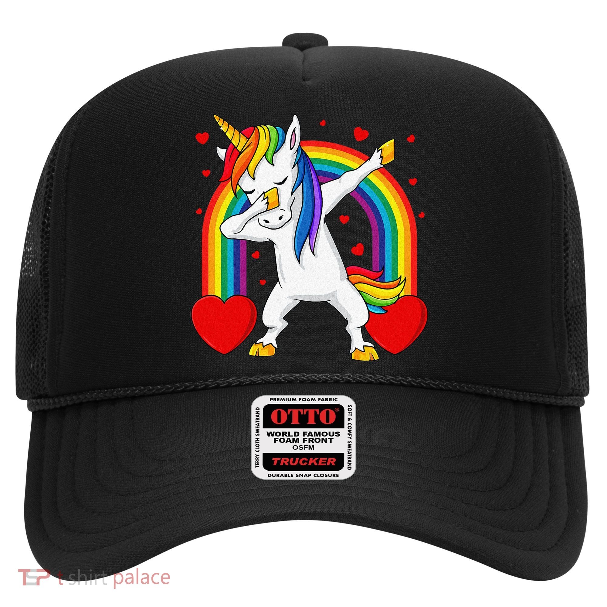 Dabbing Unicorn Hearts Rainbow Valentine's Day Hat