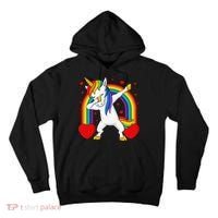 Dabbing Unicorn Hearts Rainbow Valentine's Day Tall Hoodie thumb 0