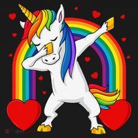 Dabbing Unicorn Hearts Rainbow Valentine's Day Tall Hoodie thumb 2