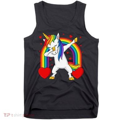 Dabbing Unicorn Hearts Rainbow Valentine's Day Tank Top