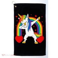 Dabbing Unicorn Hearts Rainbow Valentine's Day Golf Towel thumb 0