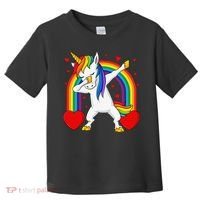 Dabbing Unicorn Hearts Rainbow Valentine's Day Toddler T-Shirt thumb 0