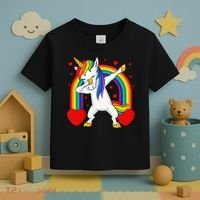 Dabbing Unicorn Hearts Rainbow Valentine's Day Toddler T-Shirt thumb 3