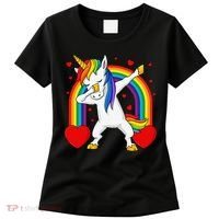 Dabbing Unicorn Hearts Rainbow Valentine's Day Women's T-Shirt thumb 0