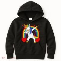Dabbing Unicorn Hearts Rainbow Valentine's Day Kids Hoodie thumb 0