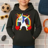 Dabbing Unicorn Hearts Rainbow Valentine's Day Kids Hoodie thumb 2