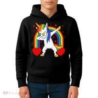 Dabbing Unicorn Hearts Rainbow Valentine's Day Kids Hoodie thumb 4