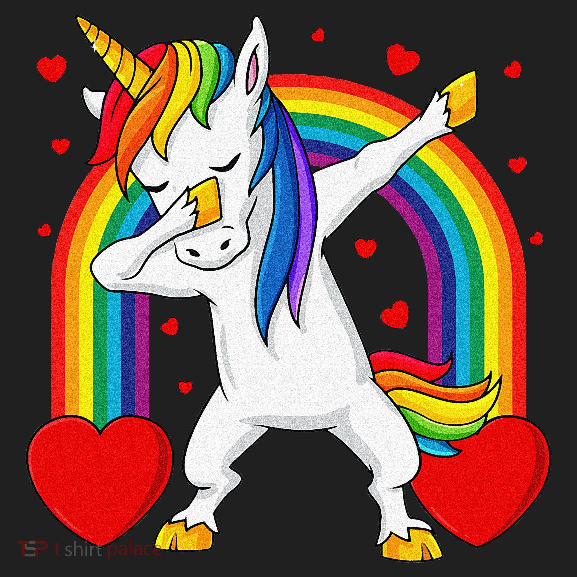 Dabbing Unicorn Hearts Rainbow Valentine's Day Kids Long Sleeve Plaid Pajama Set